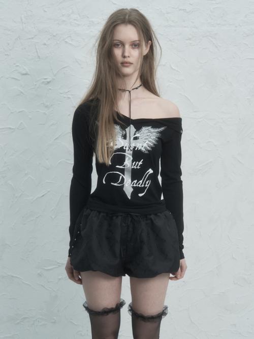 V-NECK CROSS TOP / BLACK