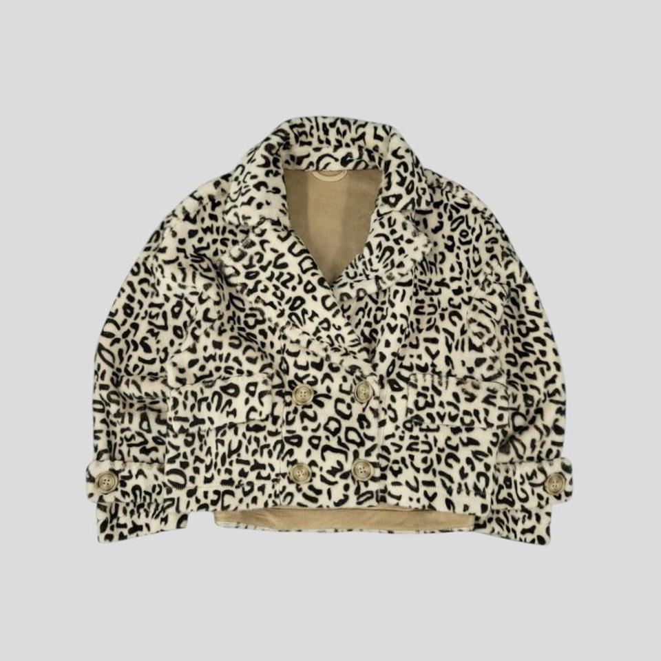 아이보리 딥브라운 호피 레오파드 표범 페이크퍼 밍크 더블버튼 숏코트 하프코트 퍼자켓 WOMANS FREE