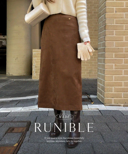 [🏆1천장돌파](12/8 이후 순차발송) MADE 모건 금장 스웨이드 롱 스커트 - 3color (겨울스커트/하객룩)