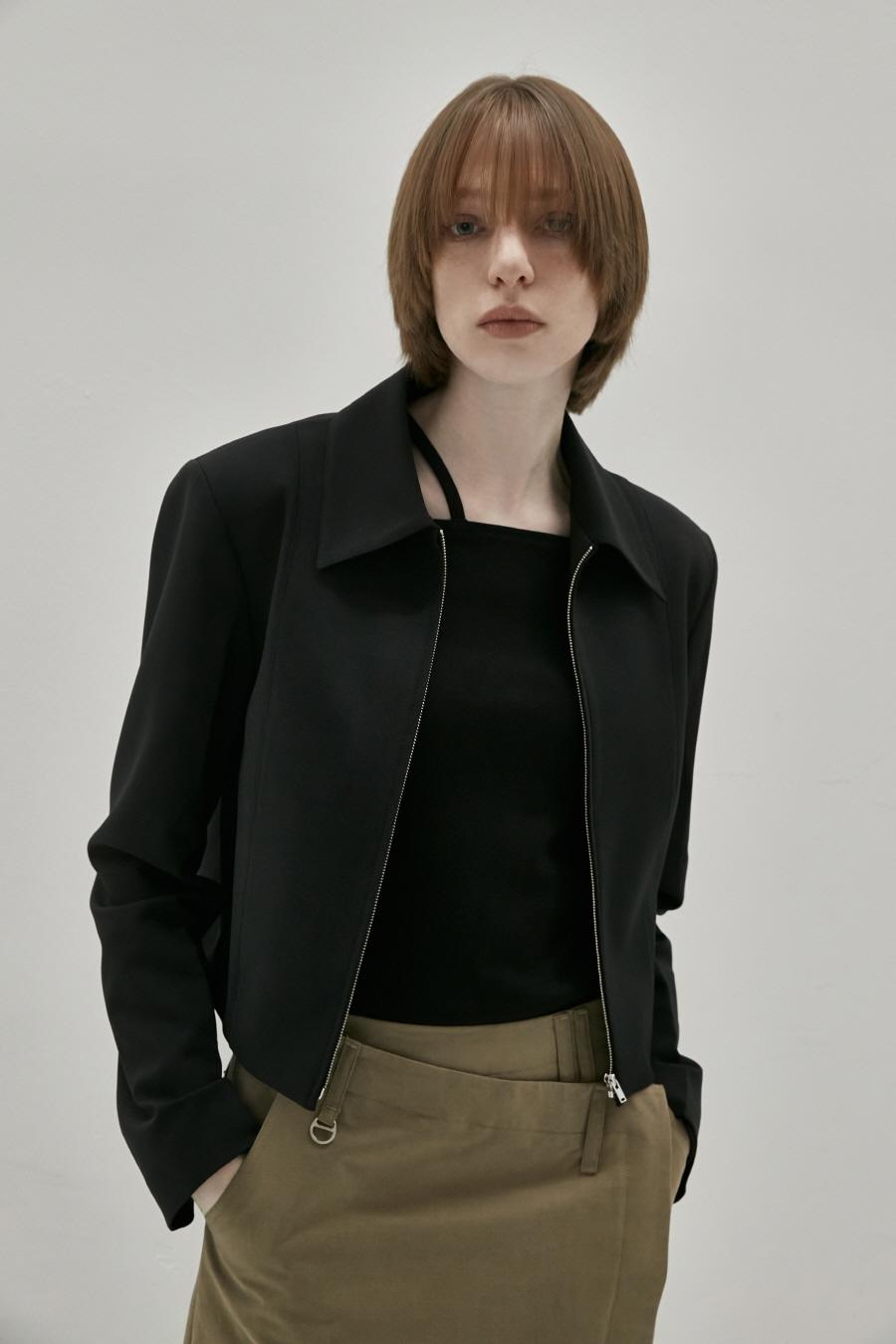 크롭 집업 자켓 BLACK