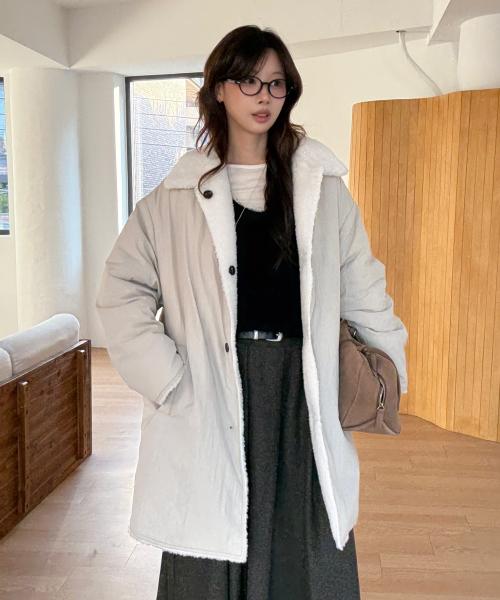 Reversible shearing padded coat_Light beige