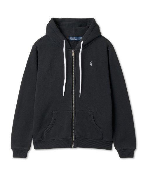 W 플리스 풀 집업 후디 - 블랙