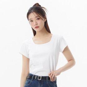 스퀘어넥 절개 크롭 티셔츠 PR2CH462넥