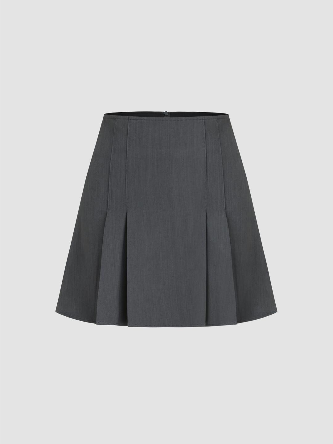 High Rise Pleated Mini Skirt