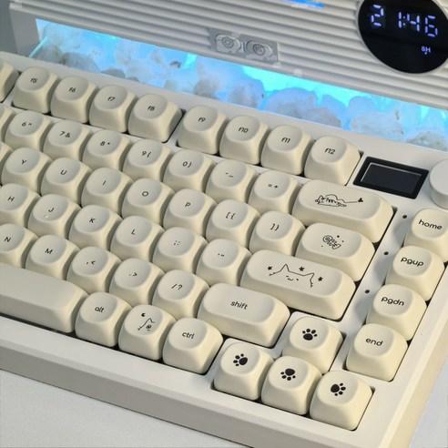 간단한 유백색 귀여운 고양이 개 테마 키캡 124 키 PBT 승화 MOA 프로필 라운드 볼 캡 DIY 기계식 키보드 키캡 - 유선키보드 | 쿠팡