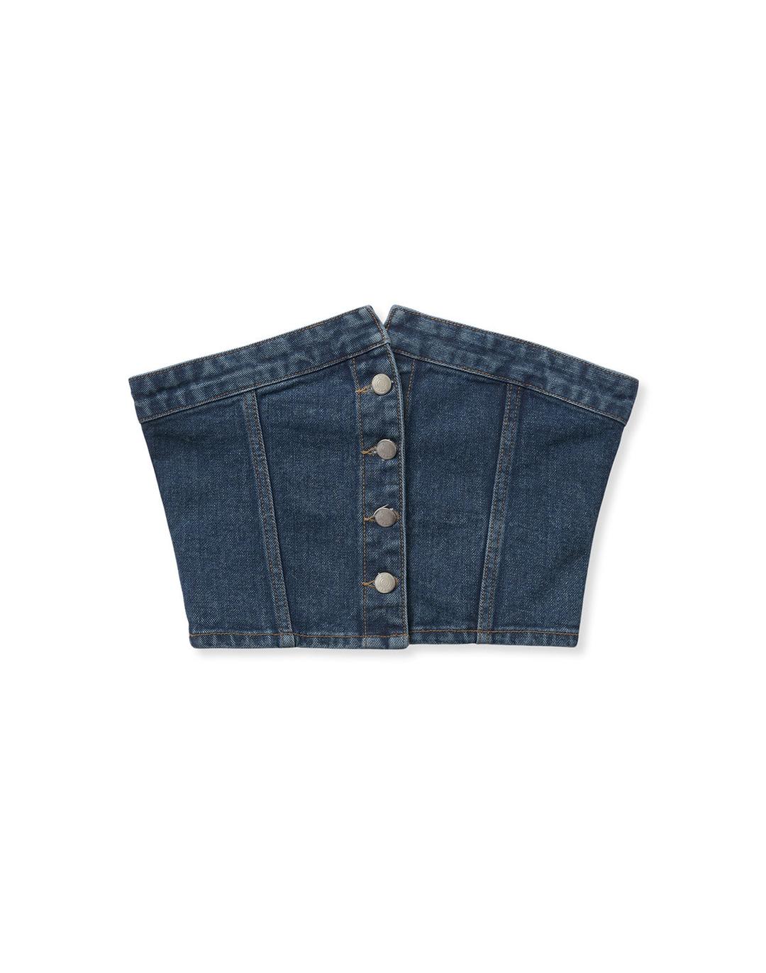 CROPPED DENIM TOP (CLASSIC BLUE)