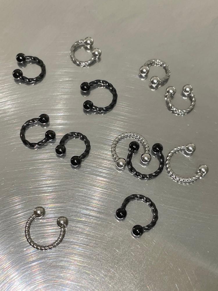 써지컬스틸 꼬임 투볼 링 피어싱