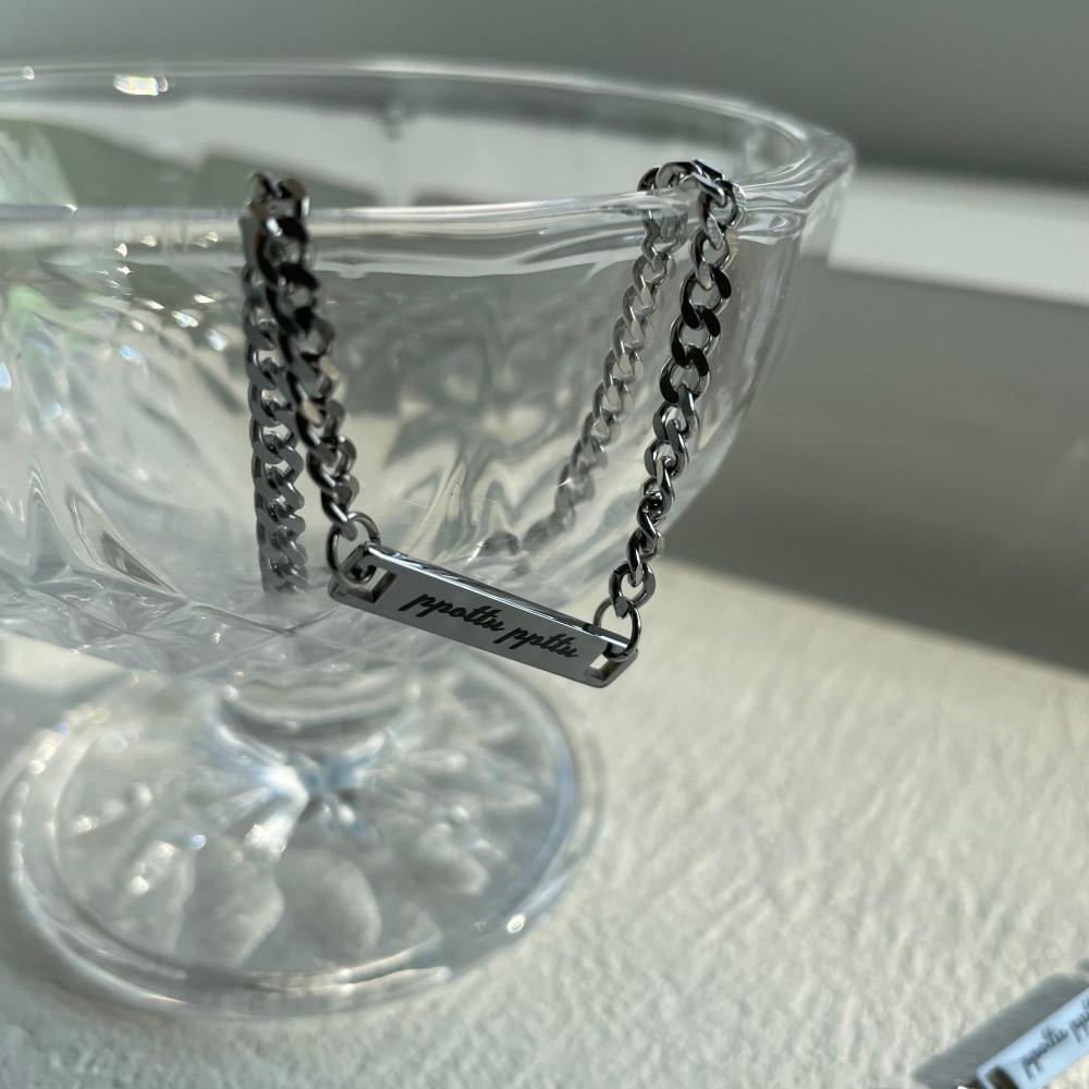 [무배/당일출고] 유기견 유기묘 후원 기부 팔찌 - 써지컬스틸 사각 펜던트 체인 팔찌