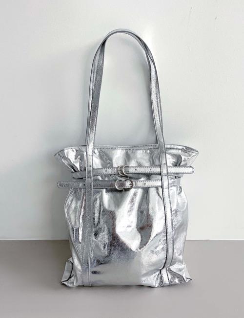 two belt detail shoulder bag