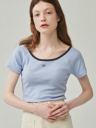 U NECKLINE T SHIRT BLUE