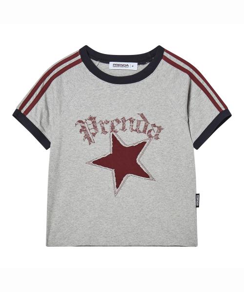 STAR CUT-OFF COLORING RAGLAN TEE GRAY