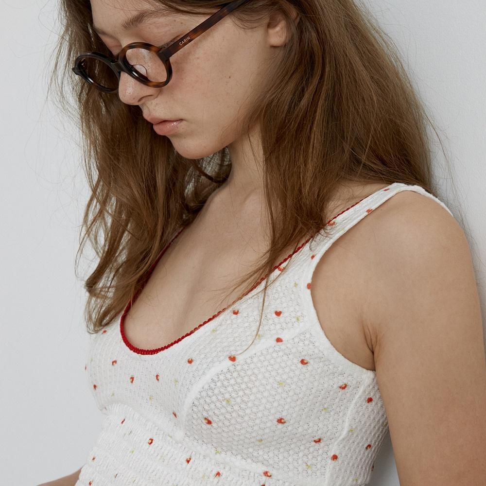 FLOWER U NECK SMOKING TOP_RED