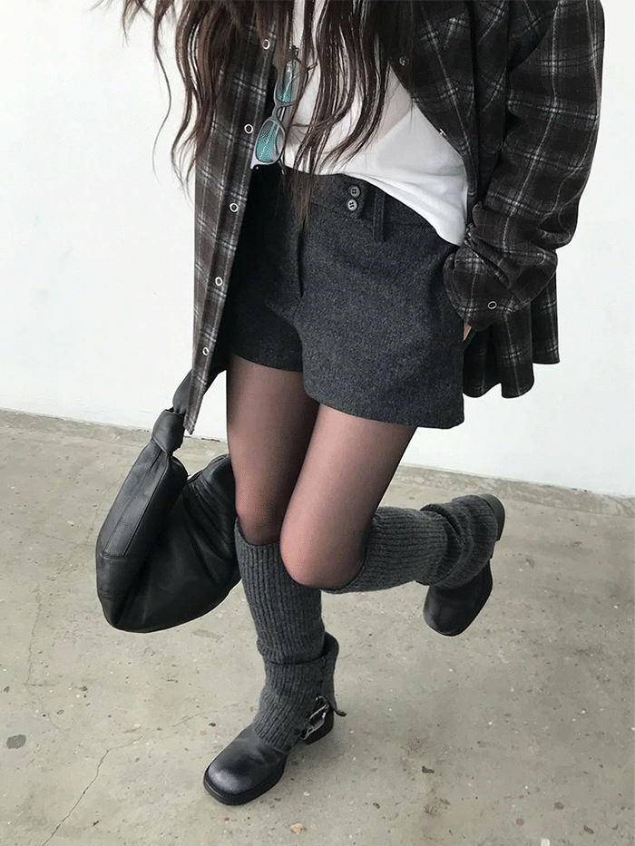 메틸 wool herringbone short pants (2colors)