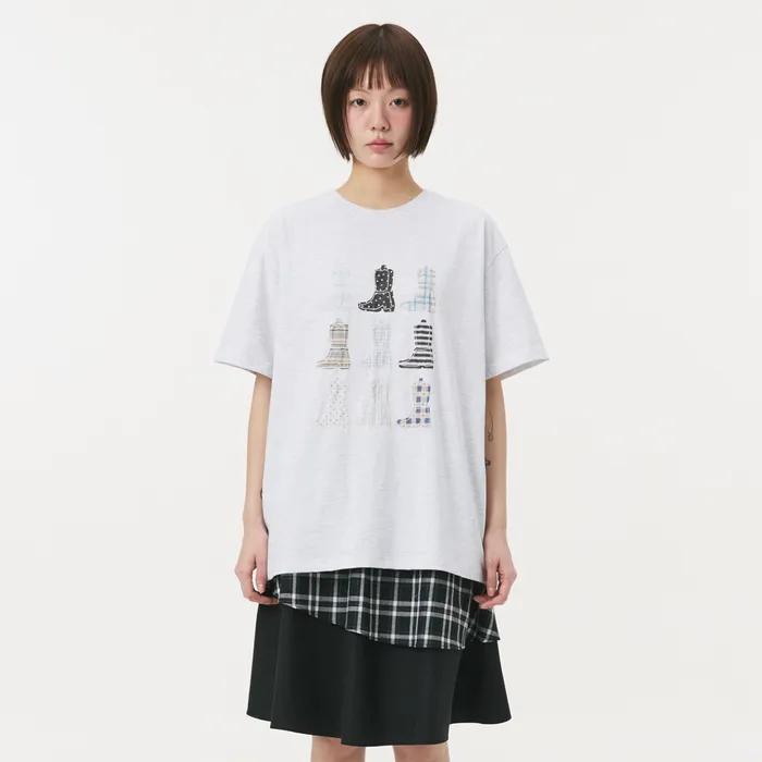 PONY BOOTS OVERFIT T-SHIRT, MELANGE