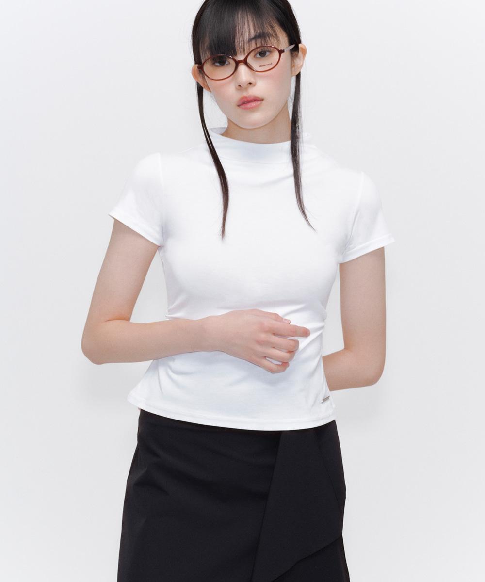 [3/13 release] Mock neck pintuck sleeves WHITE