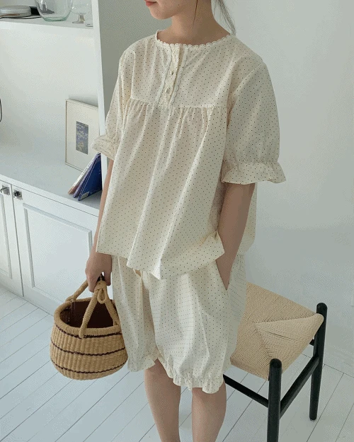 데이아 면 루즈핏 반팔 파자마 set