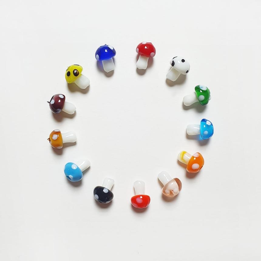 비즈공예 만들기 버섯 비즈 팔찌 목걸이 도기 구슬 DIY 악세사리 부자재 [1봉 5개]