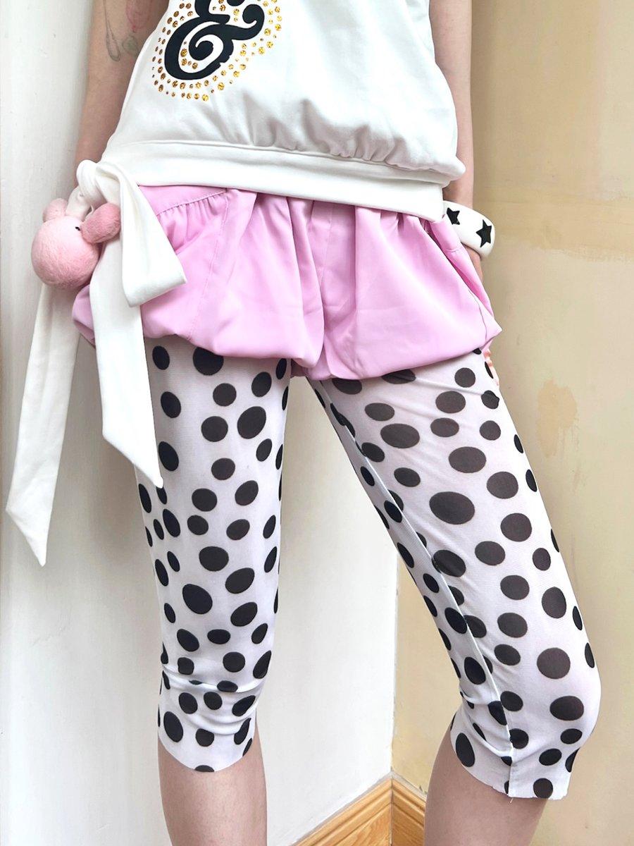 Mesh polka dot cropped leggings (three-quarter length)