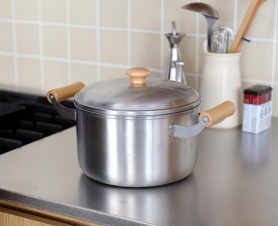 [와헤이] 치토세 스텐 양수냄비 높은형 22cm (뚜껑O)