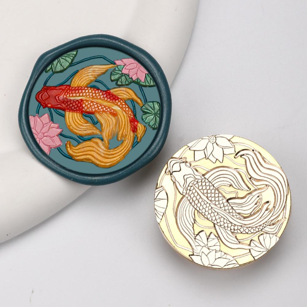 에이플렉스 실링왁스 스탬프 대형 4cm 실링스탬프 연꽃 잉어