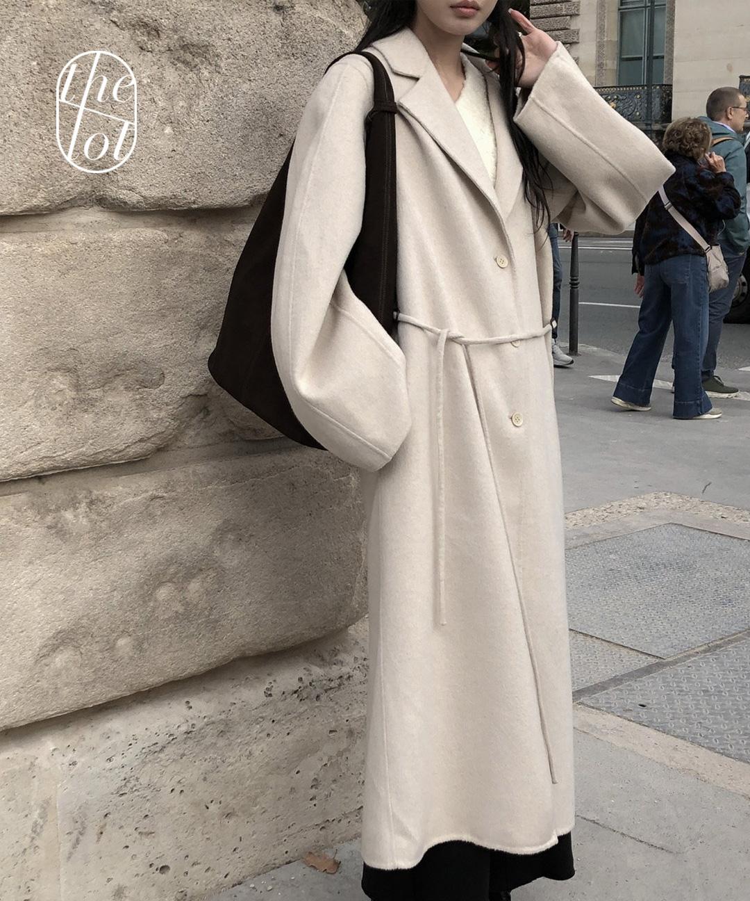 더롯 [Le Butter] 르버터 벌룬 핸드 메이드 로브 롱 울 코트 (2color) 자켓/아우터/하객룩/출근룩/포멀룩/겨울신상