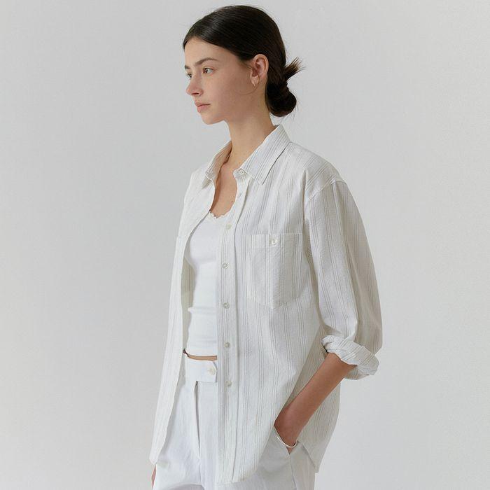 [3rd] Dante Loose fit Shirt (Cream Stripe)