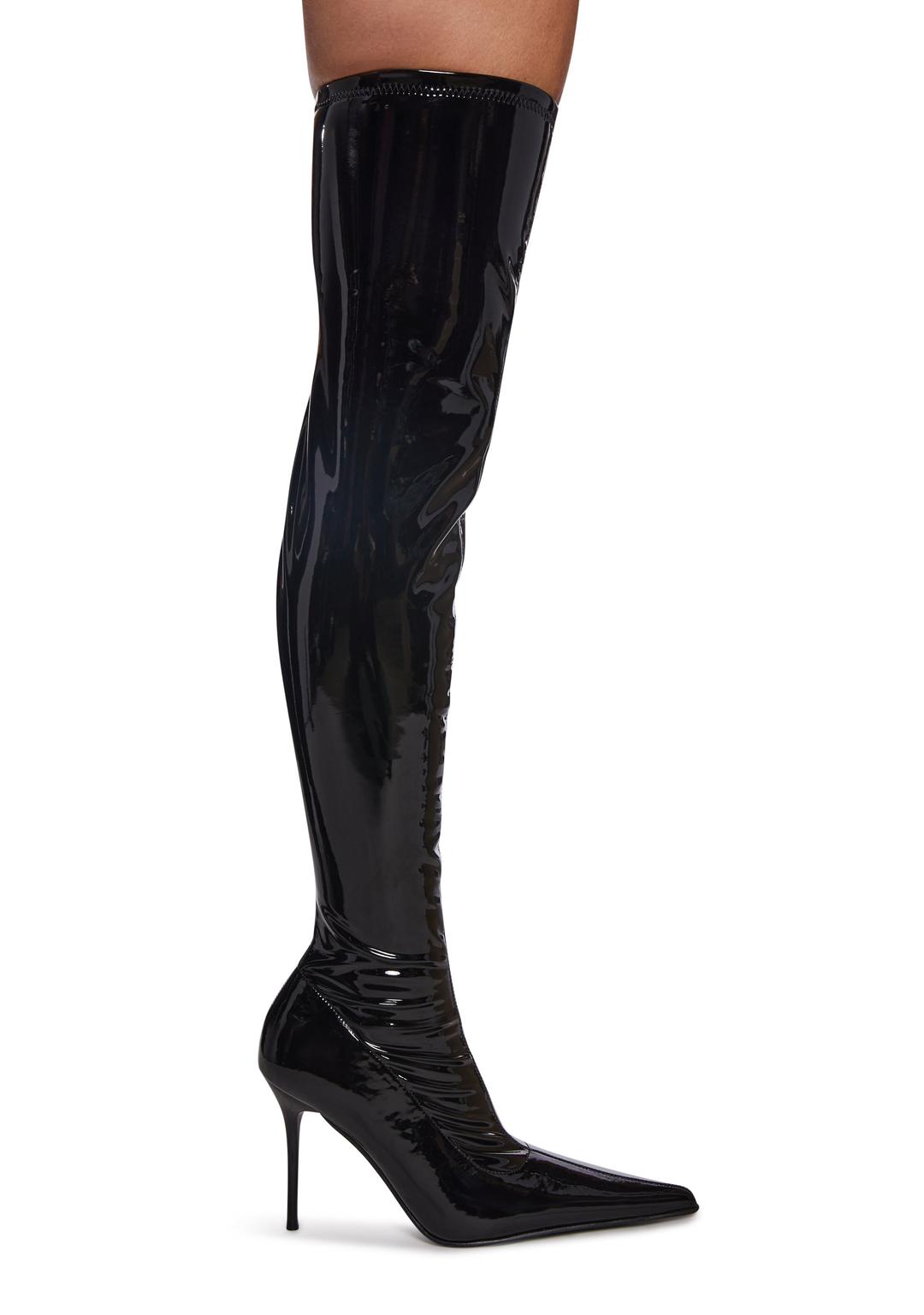 Thigh High Stretch Boots - Black - BLACK / US 5