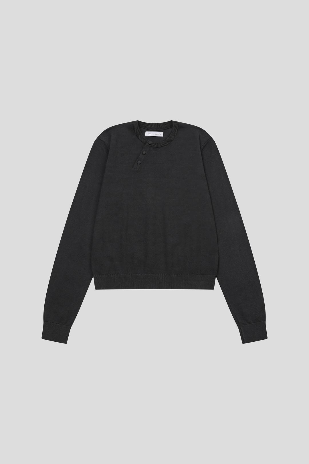 TILT HENLEY KNIT_DARK GRAY