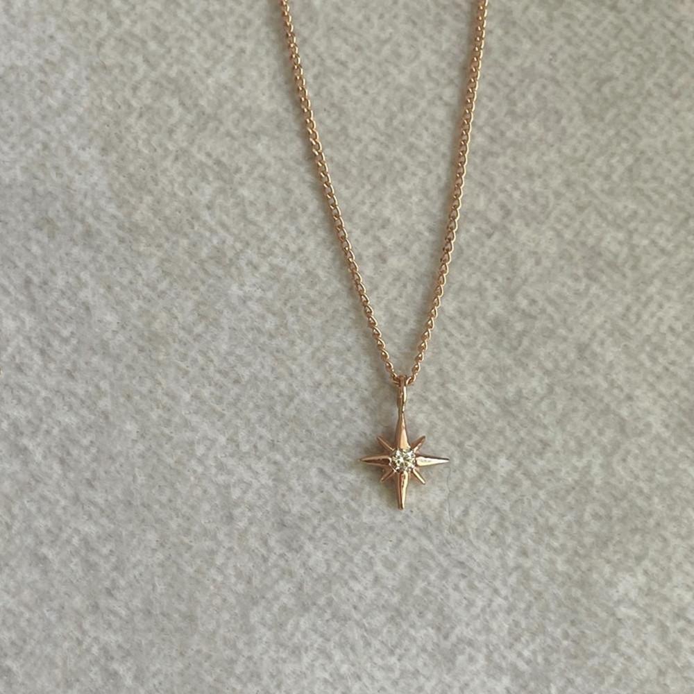 14k 18k 꼬냑다이아 미니 반짝 별 포인트 레이어드 목걸이