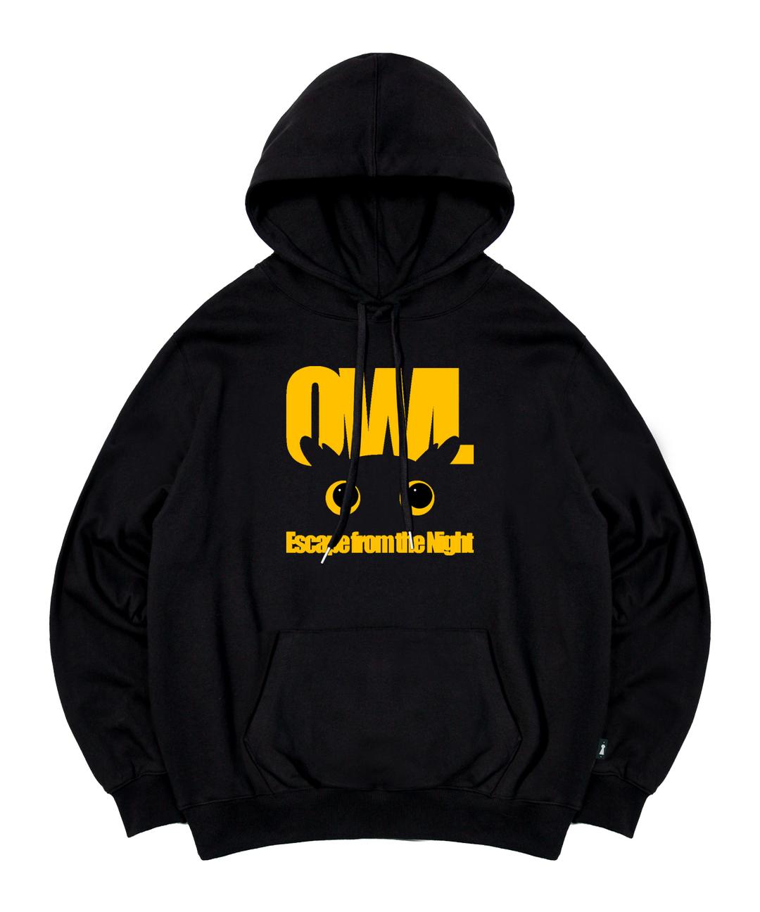 OWL 프린트 후드티 블랙