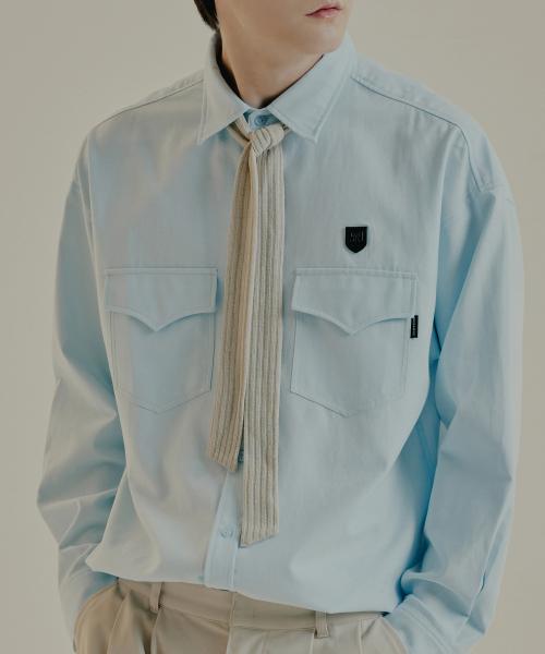 니트 타이 옥스포드 셔츠_스카이 블루