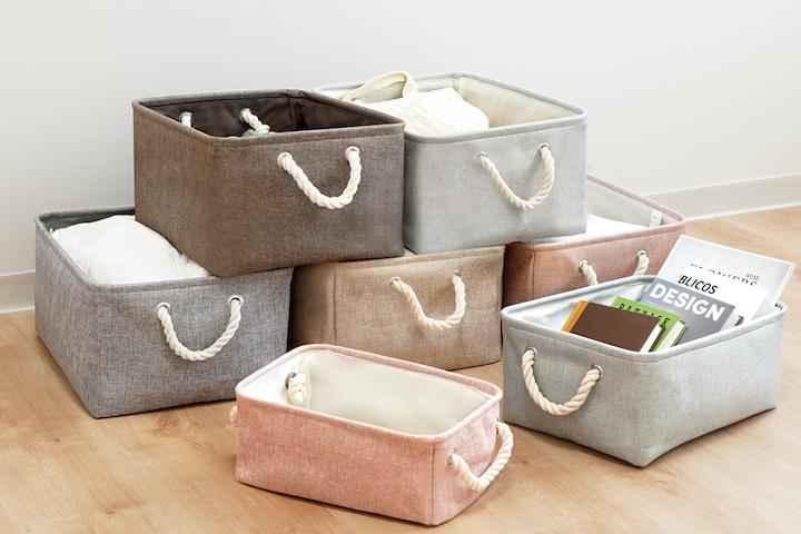 로프핸들 패브릭 수납바구니 3size 5color