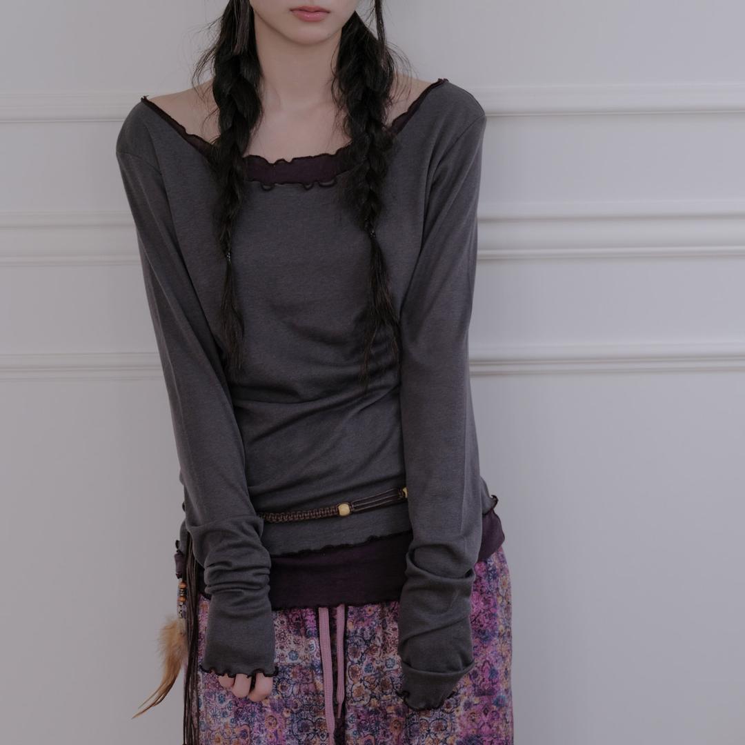 틸데서울 로코 배색 텐셀 레이어드 티셔츠 3color