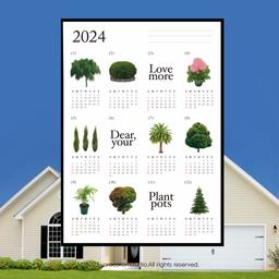 식물 달력 포스터 오브제 연력 낱장달력 빈티지 오브제 2024Plant