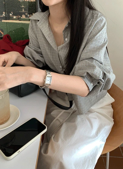 비포 크롭 체크 셔츠 2color