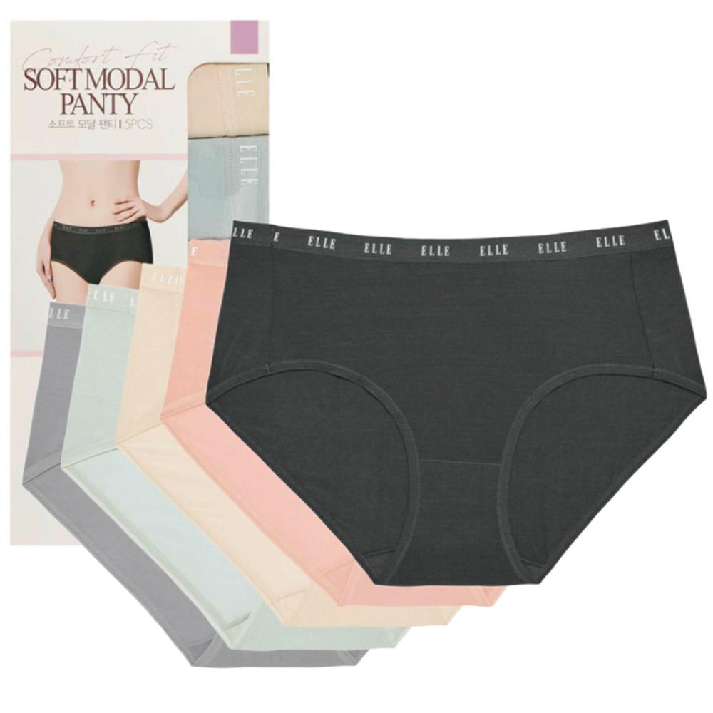 엘르 앨르 여성 모달팬티 5매 소프트 여성 데일리 코튼 스포츠 팬티 코스트코