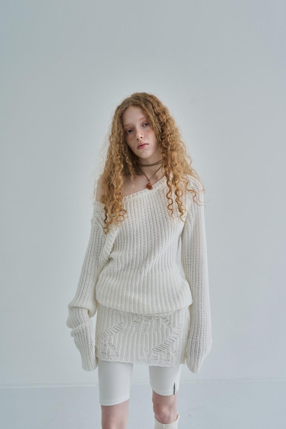 Damage Net mini dress / Ivory