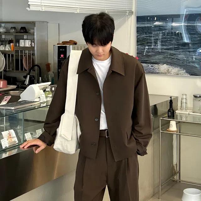 리치 크롭 블레이저 카라 자켓