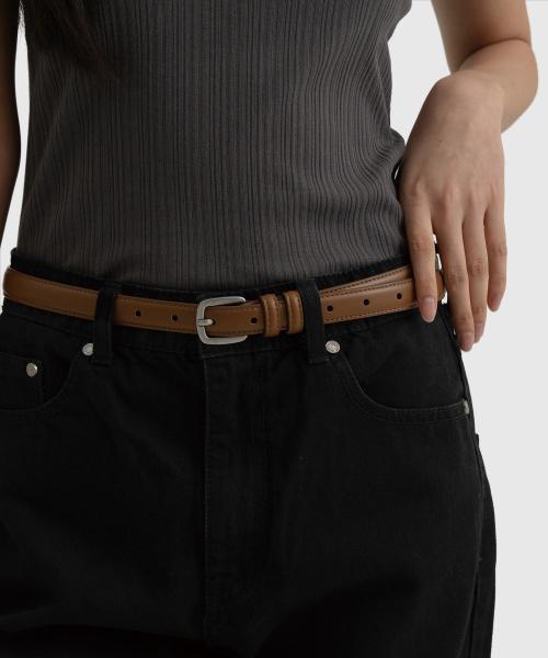 베이직 슬림 스퀘어 레더 벨트_6color