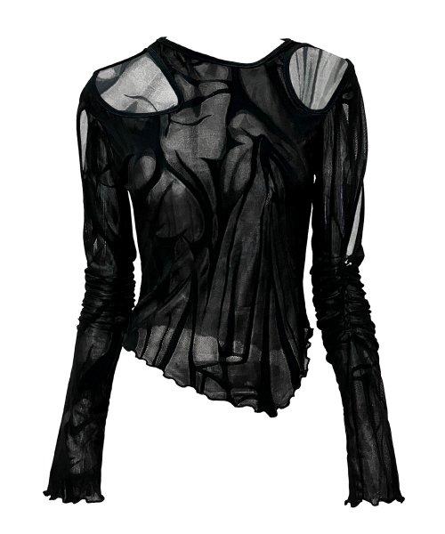 메조쿤스트(MEZZOKUNST)  브레이드 스톤 컷아웃 탑 - 블랙 - 사이즈 & 후기 | 무신사