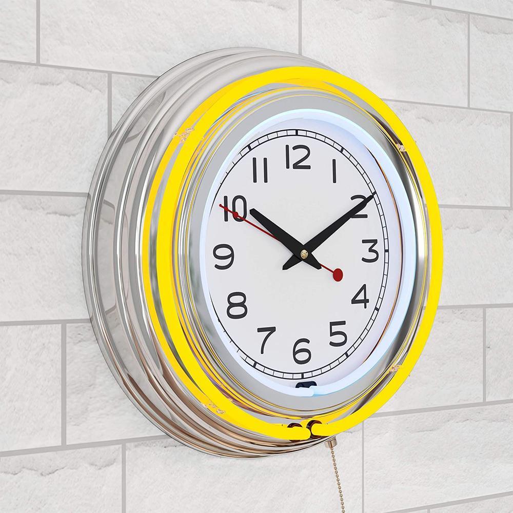 Lavish Home Retro Neon Wall Clock 건전지 레트로 네온 조명 벽시계 14.5인치