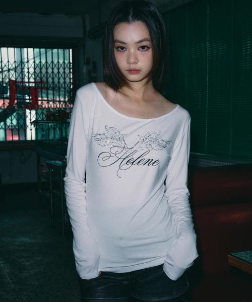 엔젤 레터링 큐빅 롱 슬리브 [화이트]