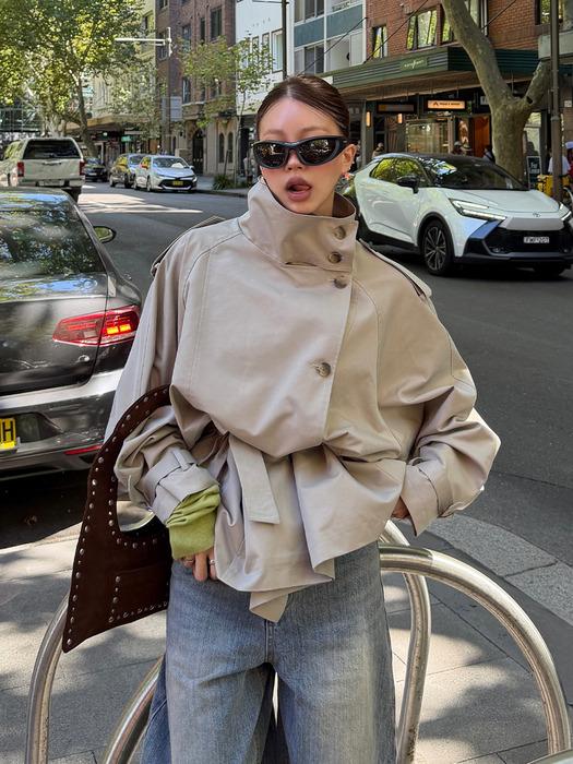 Double Trench Half Coat [BEIGE]