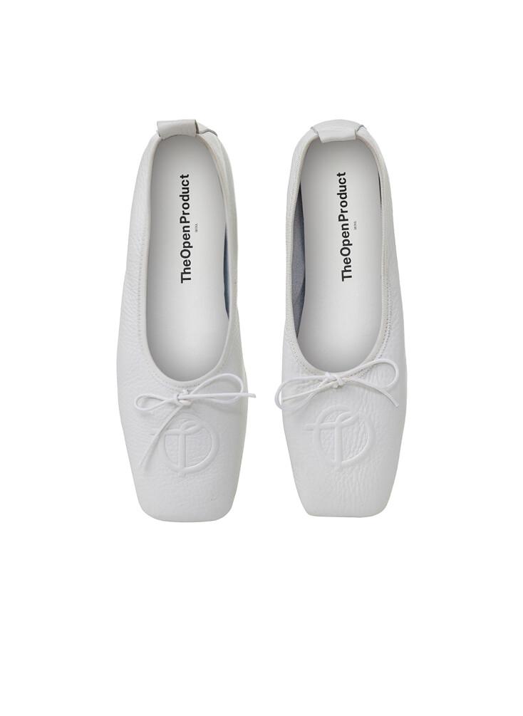 SQUARE TOE BALLET FLATS, WHITE
