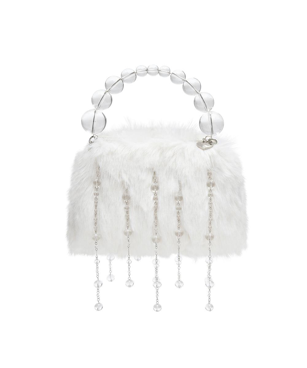 [X SUSAN FANG] FURRY BUBBLE RAIN BAG - WHITE