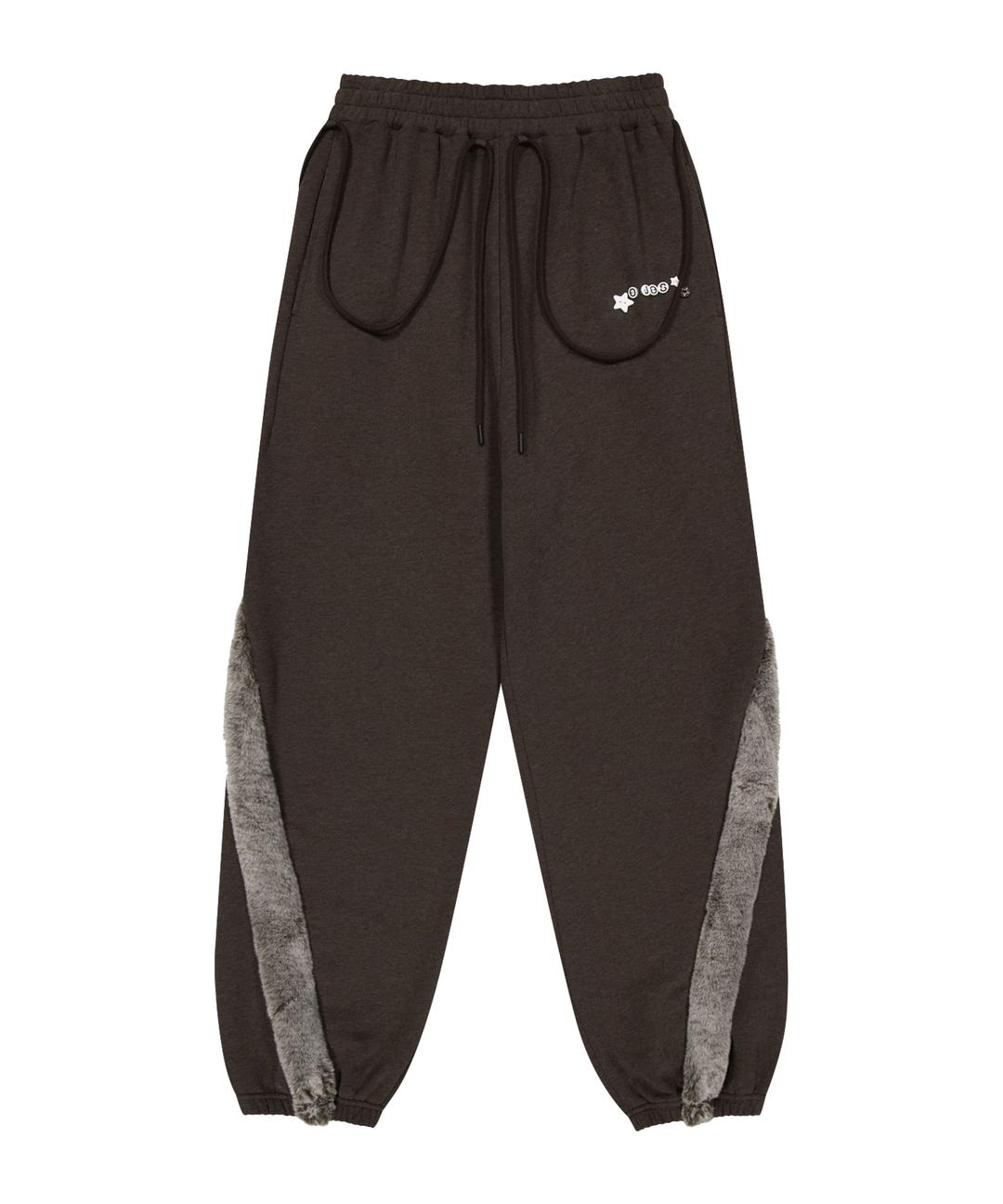 *Preview, 9/23 Open* Side Fur Trim Sweatpants / Stone Brown