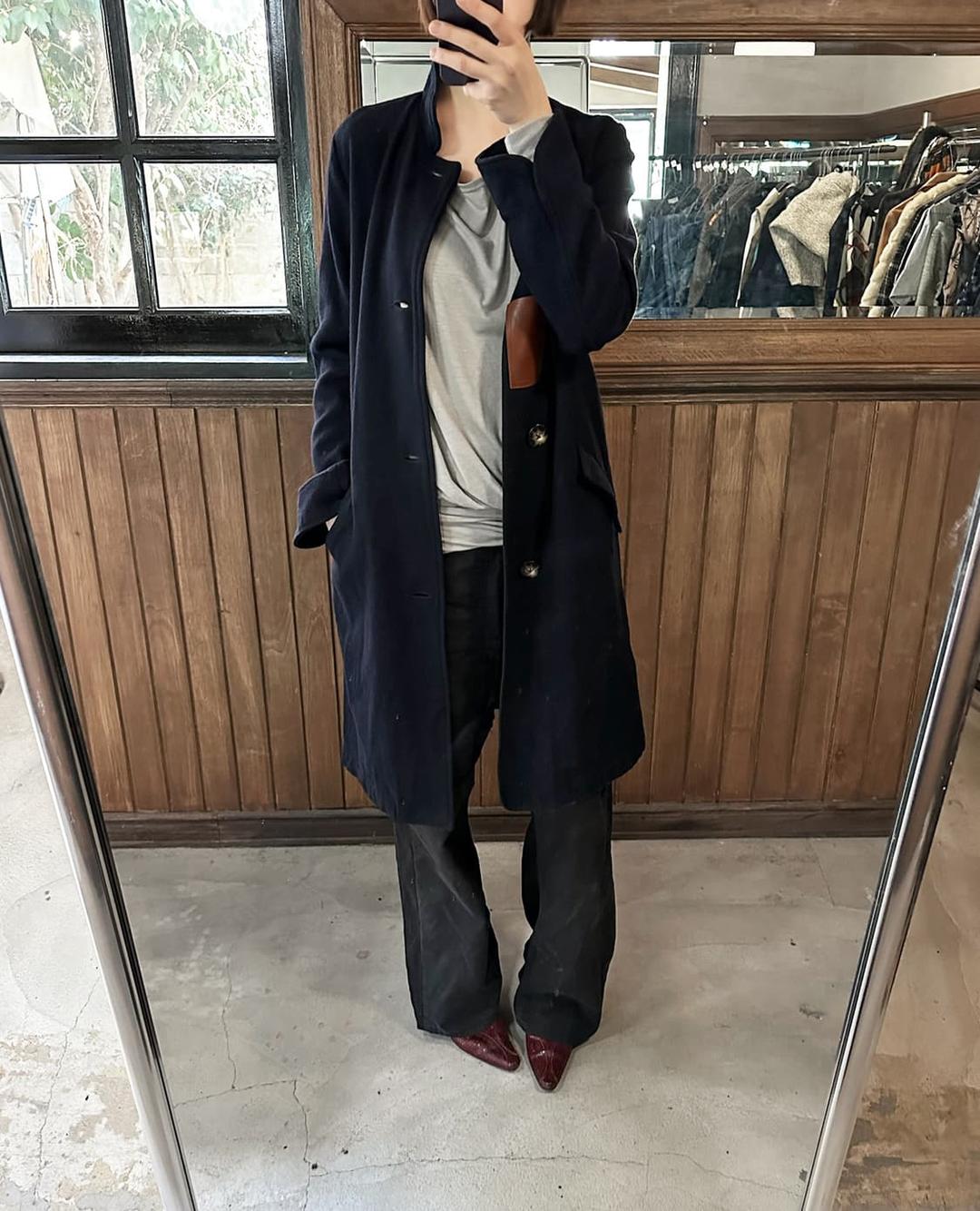KAPITAL lether pach dark navy coat | 후루츠패밀리