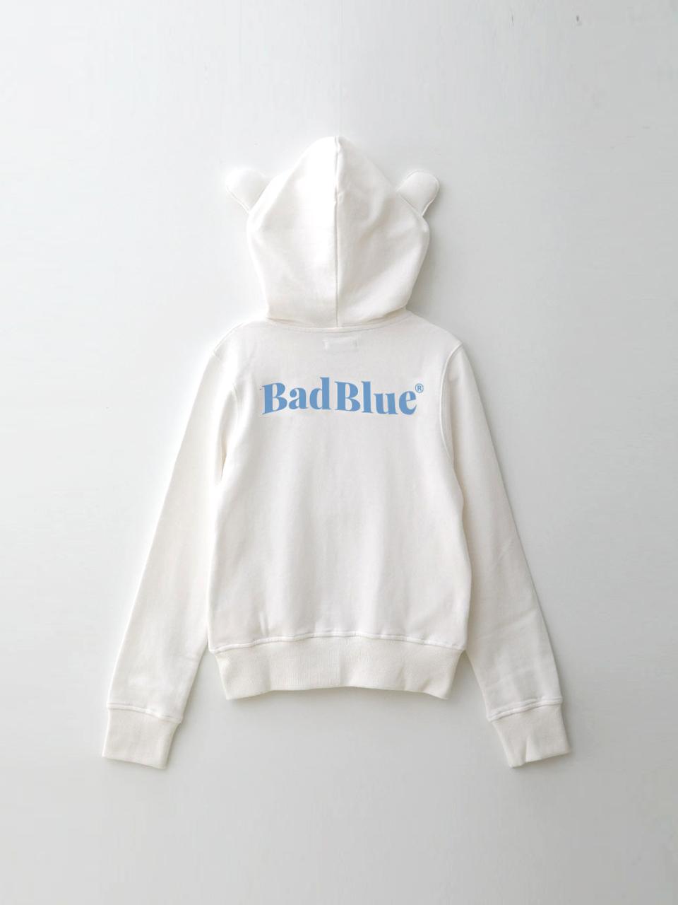 Bear Ear Zipup Crop Hoodie Ivory