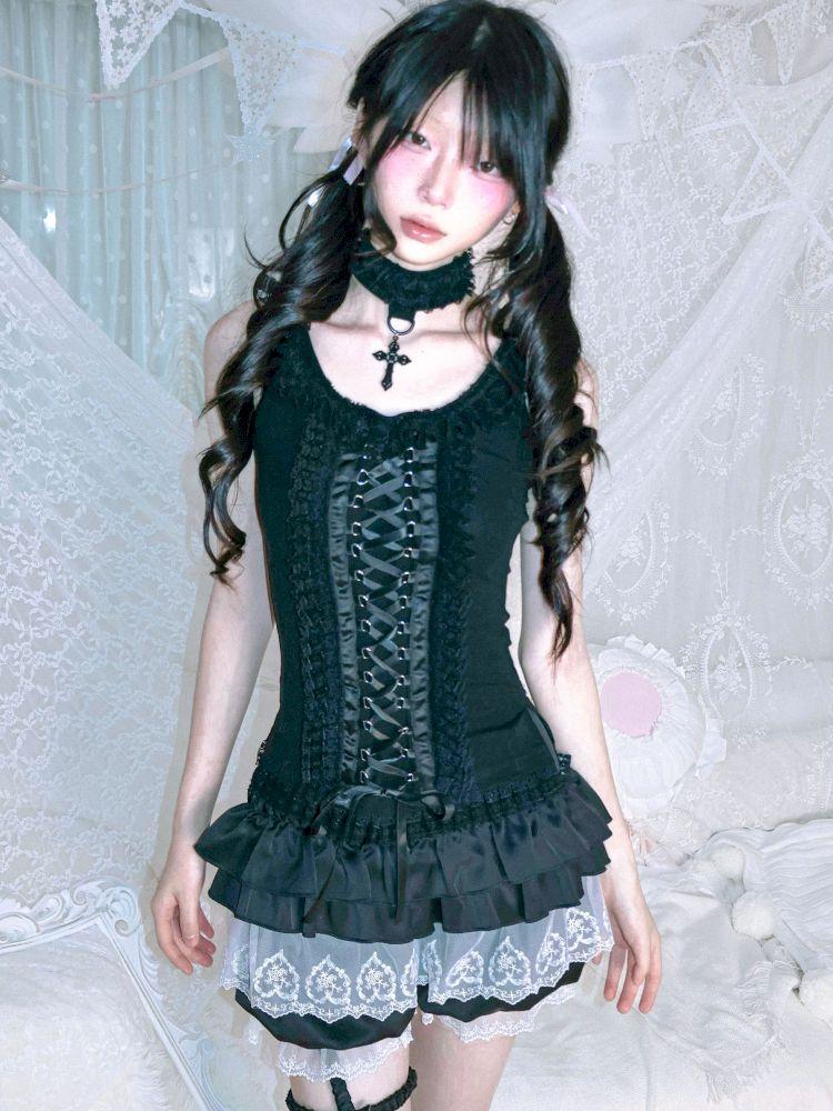 Tie-back tank top/short-sleeved shirt【s0000012692】