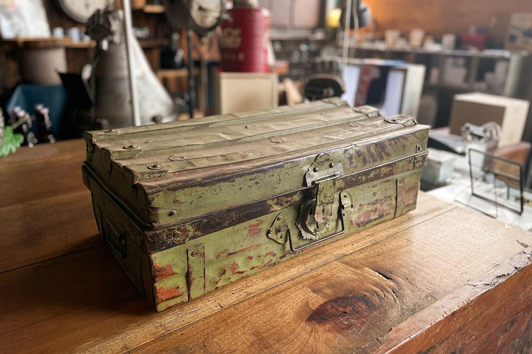 Vintage Iron Steamer Trunk